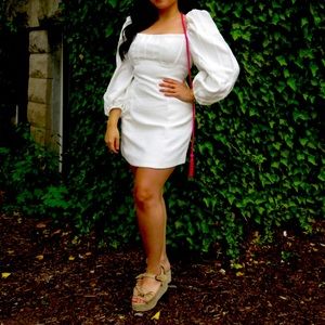 Mini puff sleeve white C/MEO Collective dress